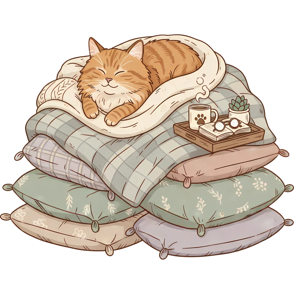 cute cat on pillows